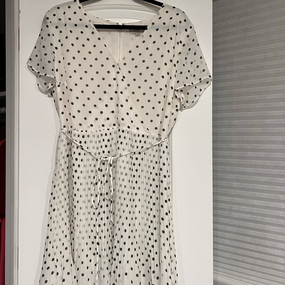 Loft white polka dot dress